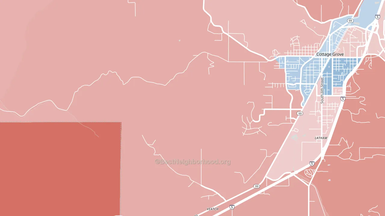 Latham, OR block-group political-lean map
