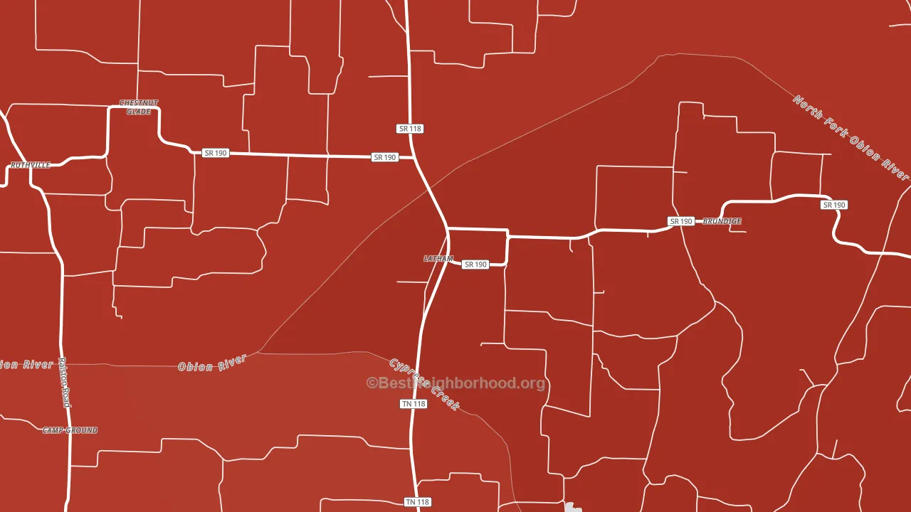 Latham, TN block-group political-lean map