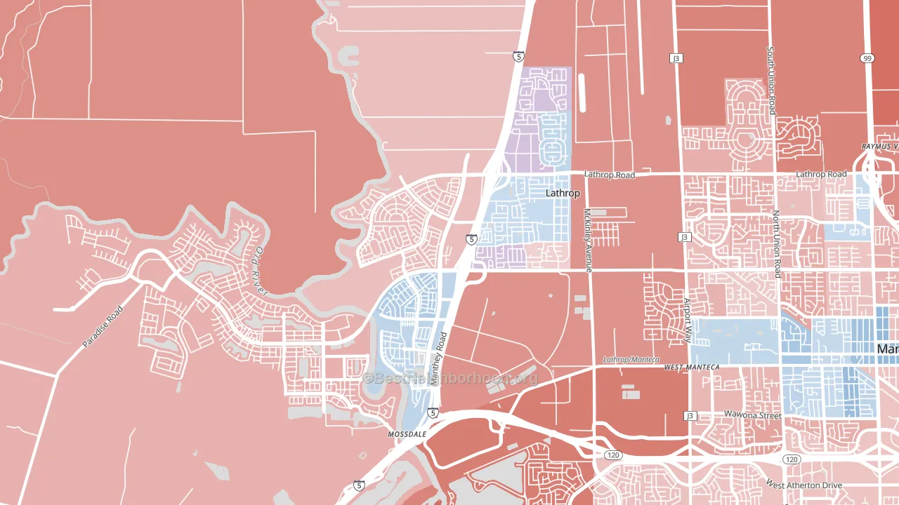 Lathrop, CA block-group political-lean map