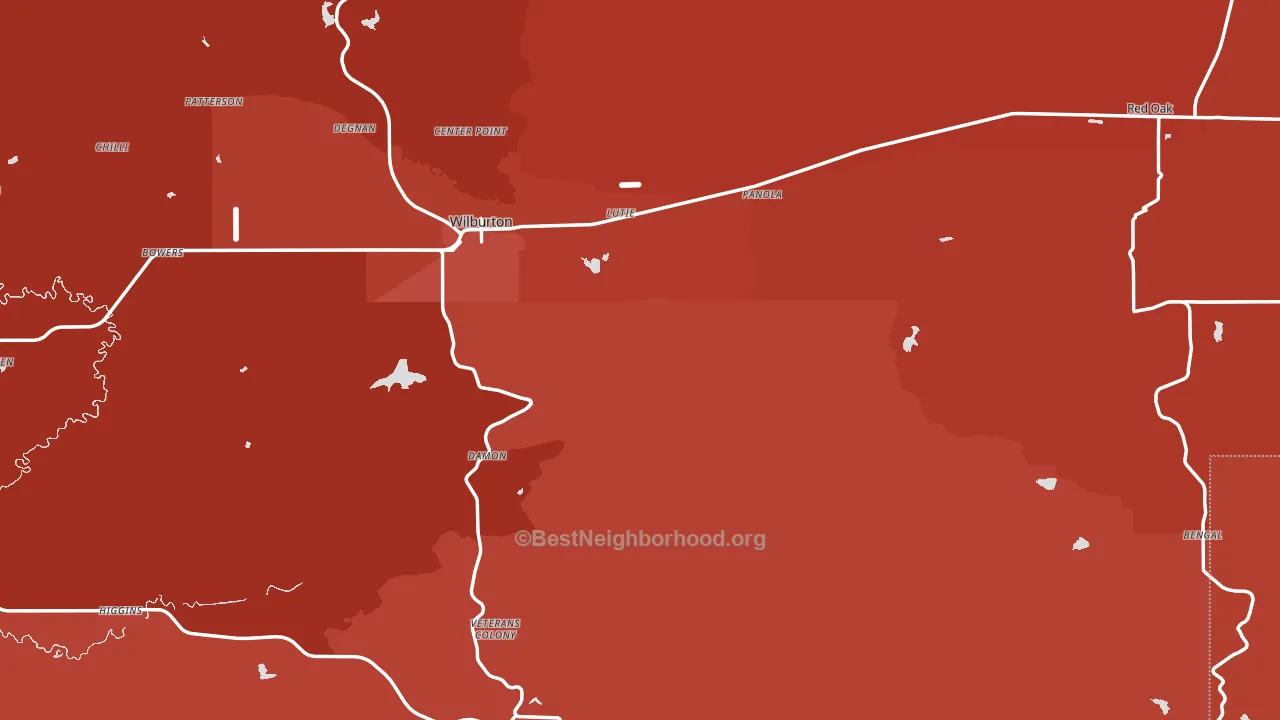 Latimer County, OK block-group political-lean map
