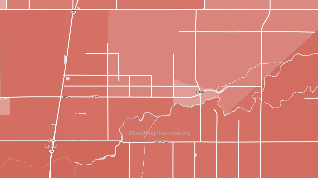 Laton, CA block-group political-lean map