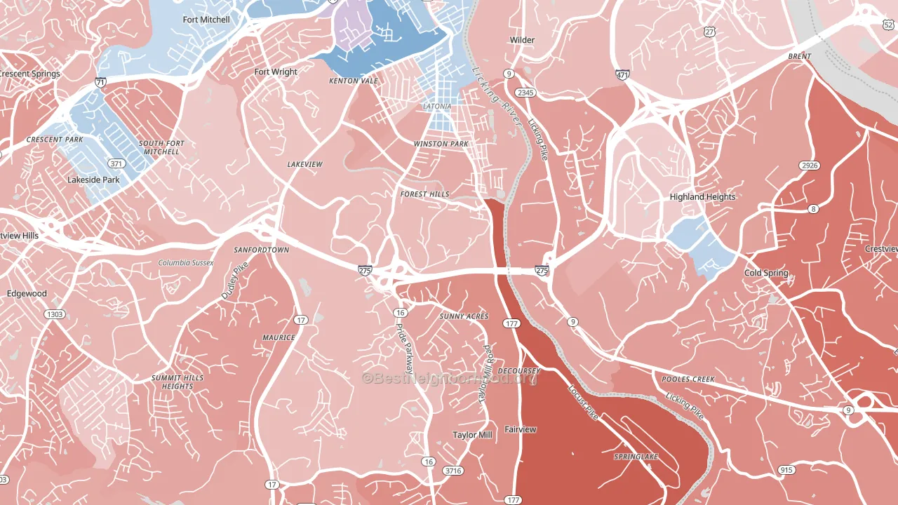 Latonia, KY block-group political-lean map