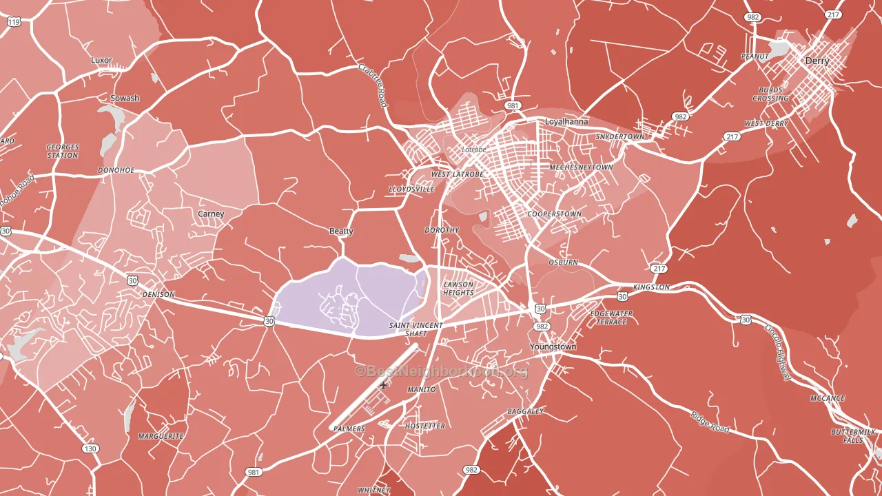 Latrobe, PA block-group political-lean map