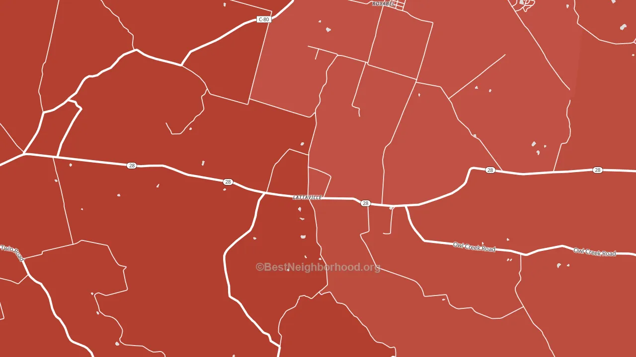 Lattasville, OH block-group political-lean map