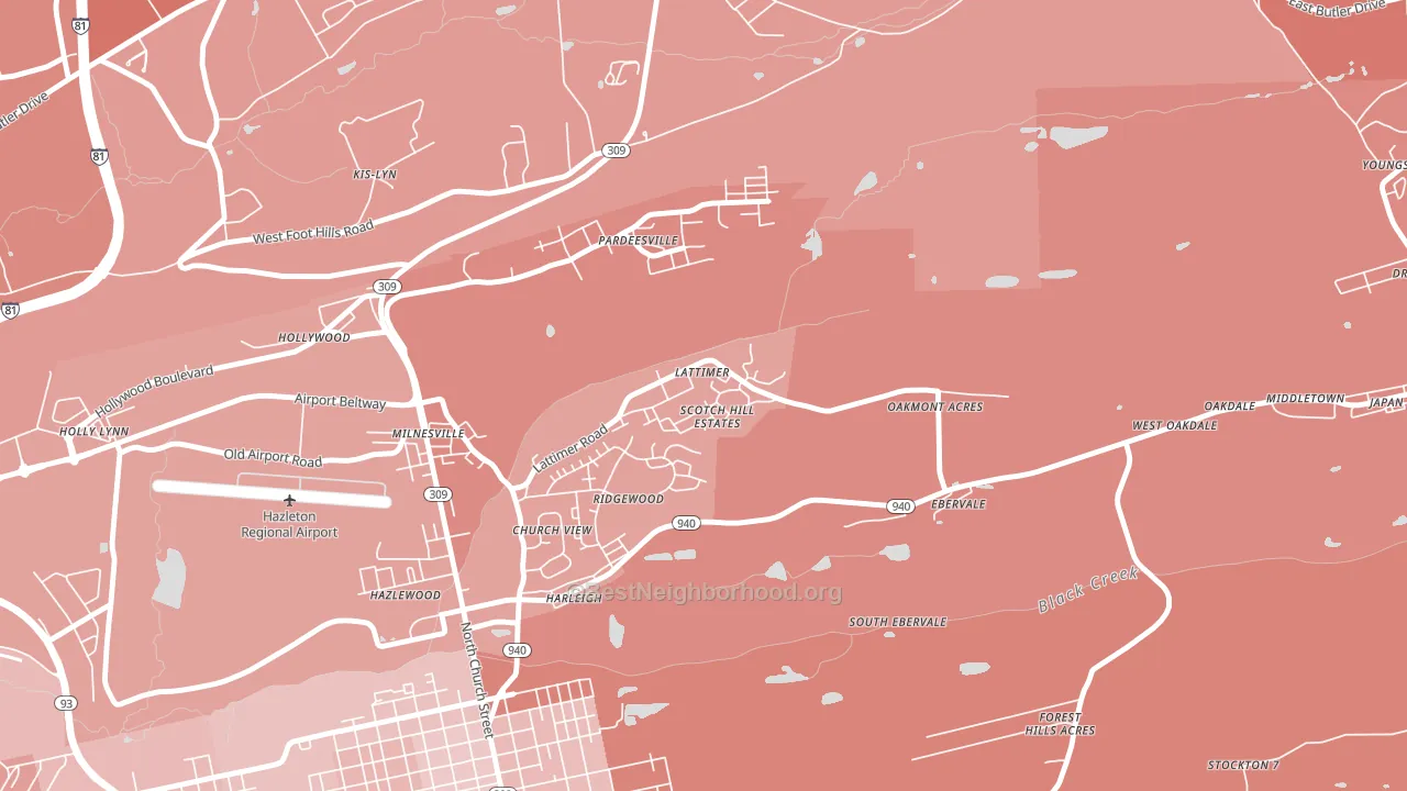 Lattimer, PA block-group political-lean map