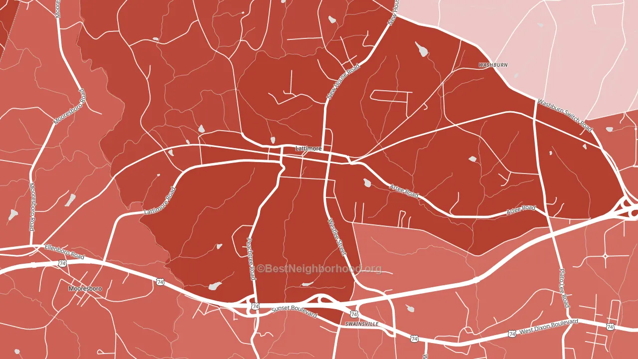 Lattimore, NC block-group political-lean map