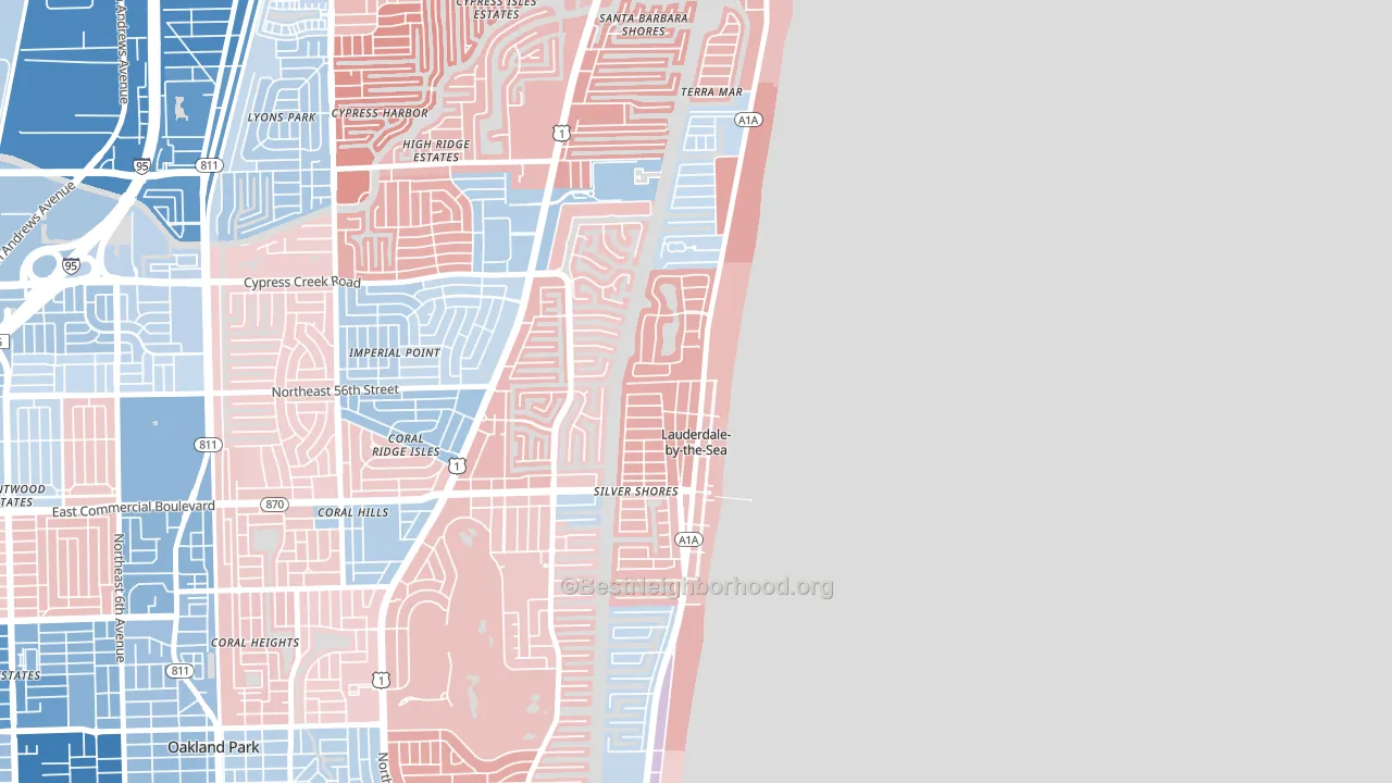 Lauderdale-by-the-Sea, FL block-group political-lean map