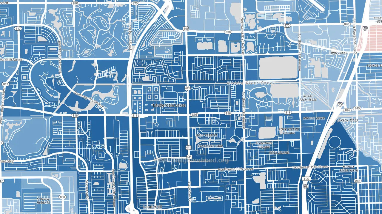 Lauderdale Lakes, FL block-group political-lean map
