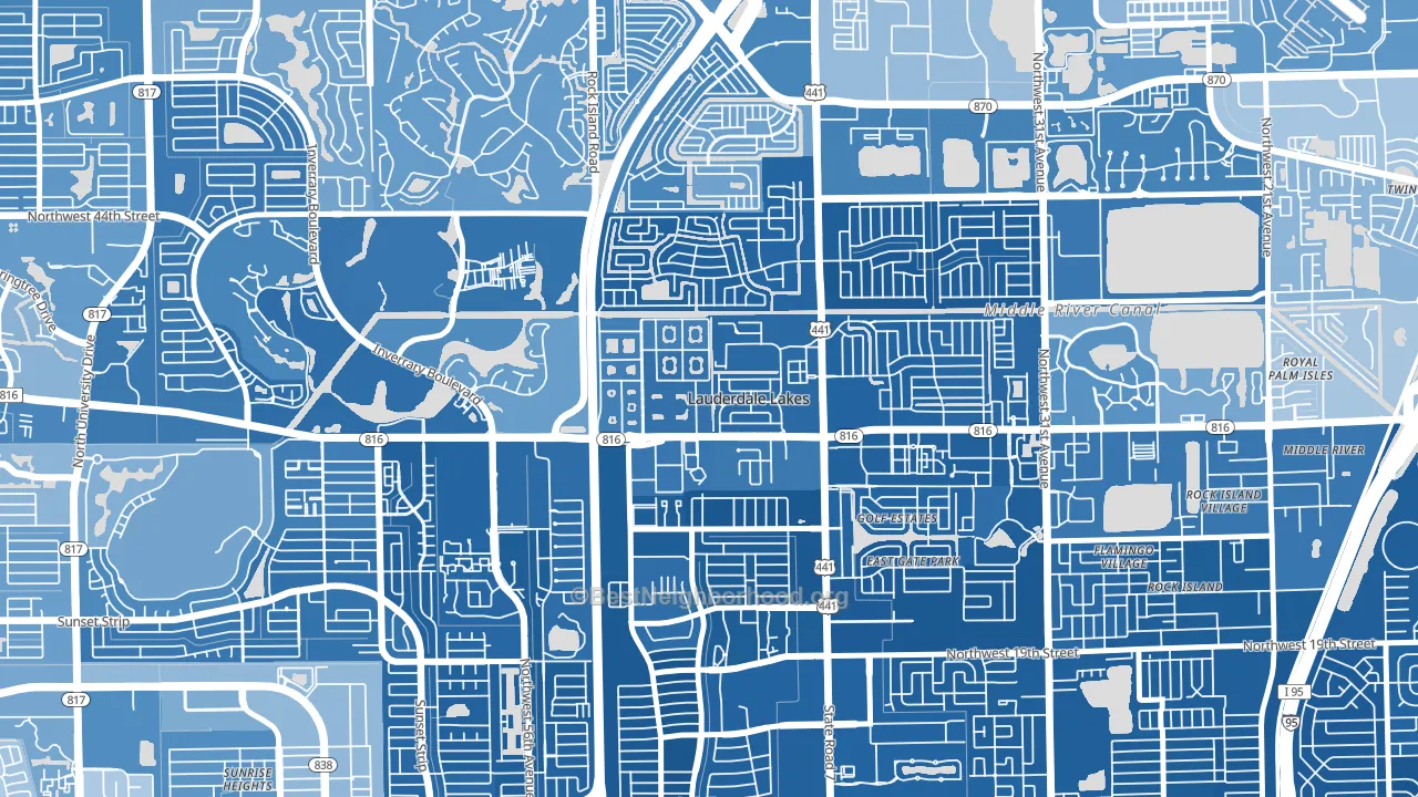 Lauderdale Lakes West Gate, Lauderdale Lakes, FL block-group political-lean map
