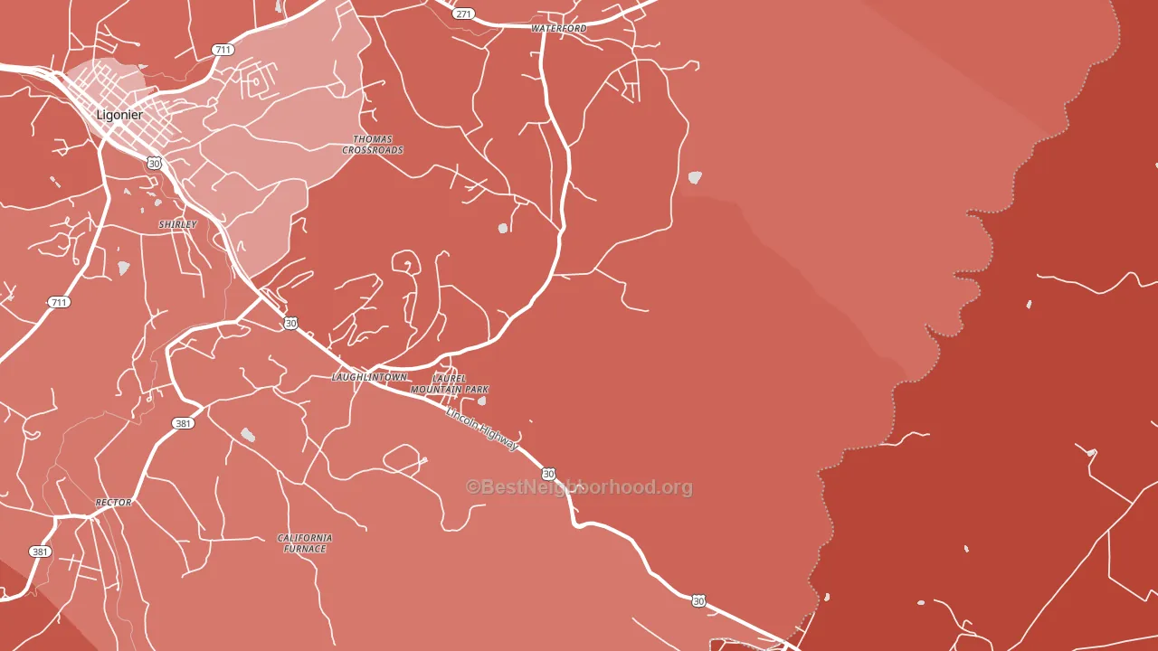 Laughlintown, PA block-group political-lean map