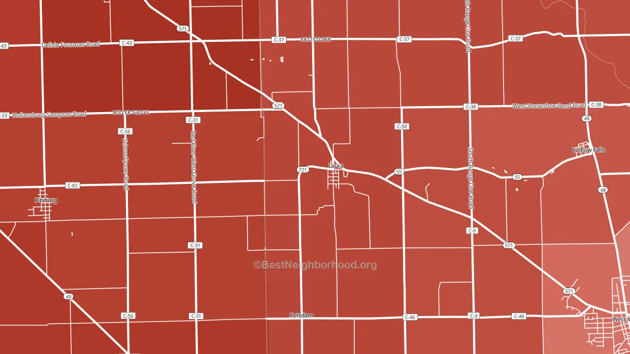 Laura, OH block-group political-lean map