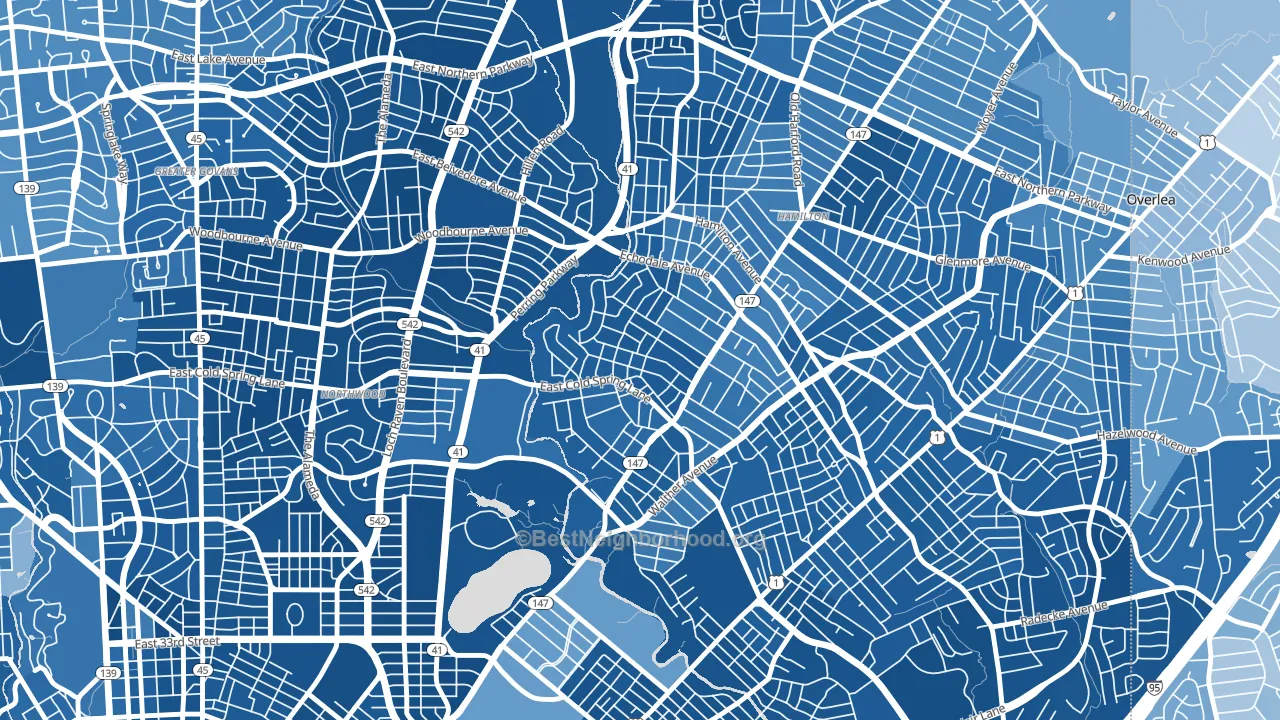 Lauraville, Baltimore, MD block-group political-lean map