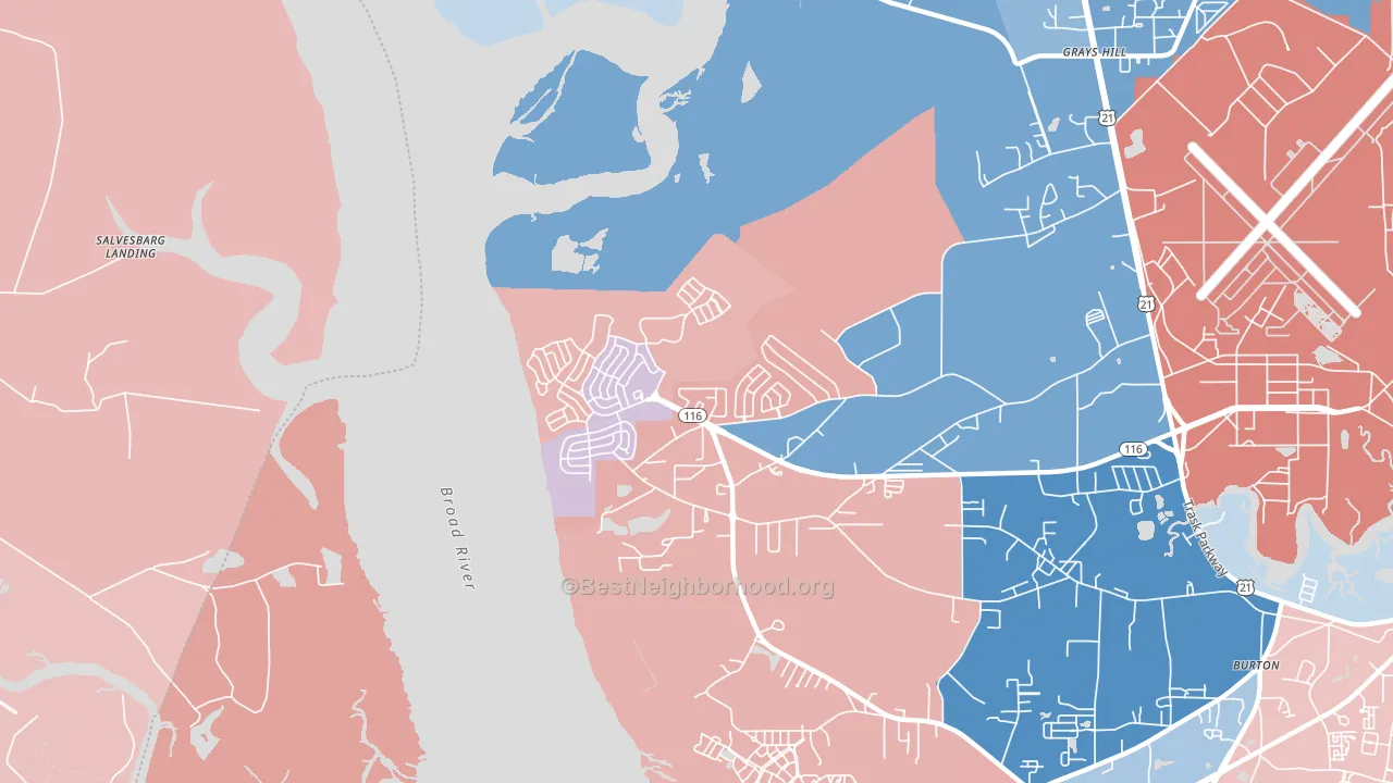 Laurel Bay, SC block-group political-lean map