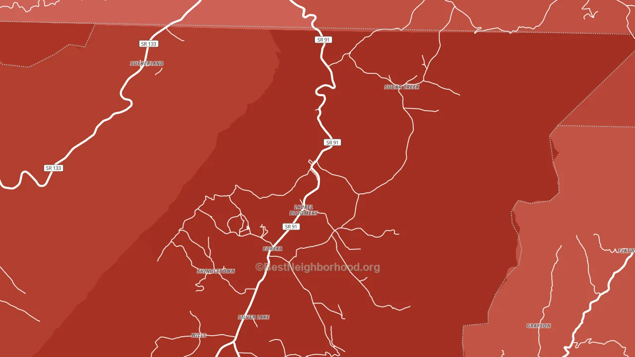 Laurel Bloomery, TN block-group political-lean map