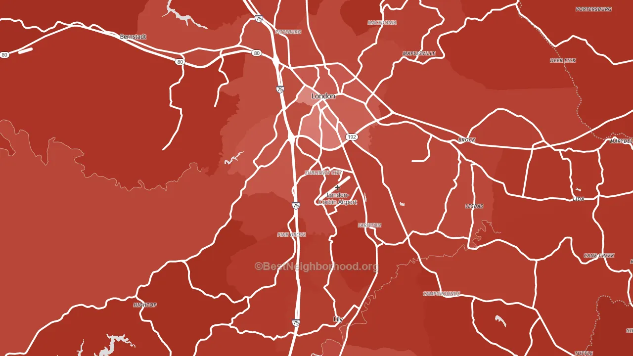 Laurel County, KY block-group political-lean map
