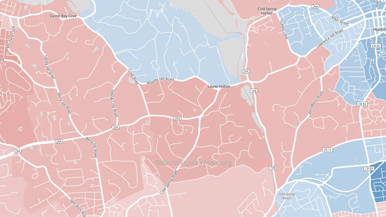 Laurel Hollow, NY block-group political-lean map