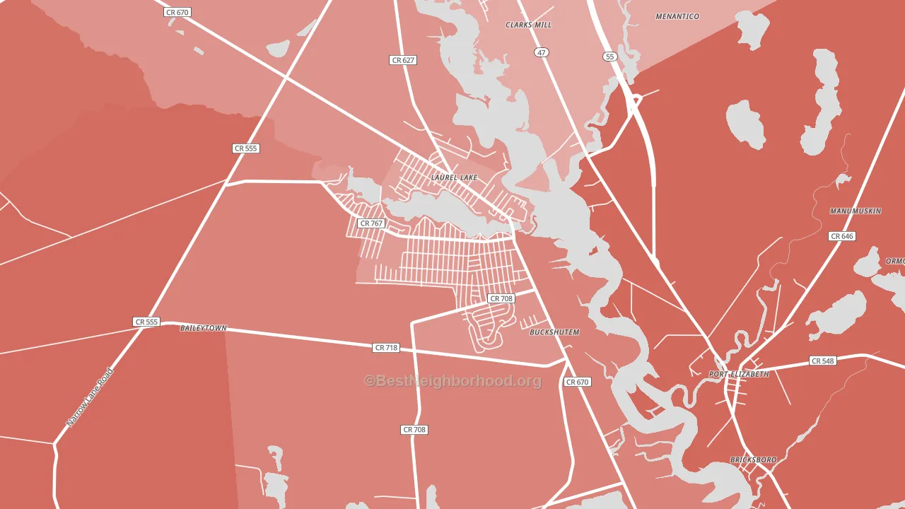 Laurel Lake, NJ block-group political-lean map