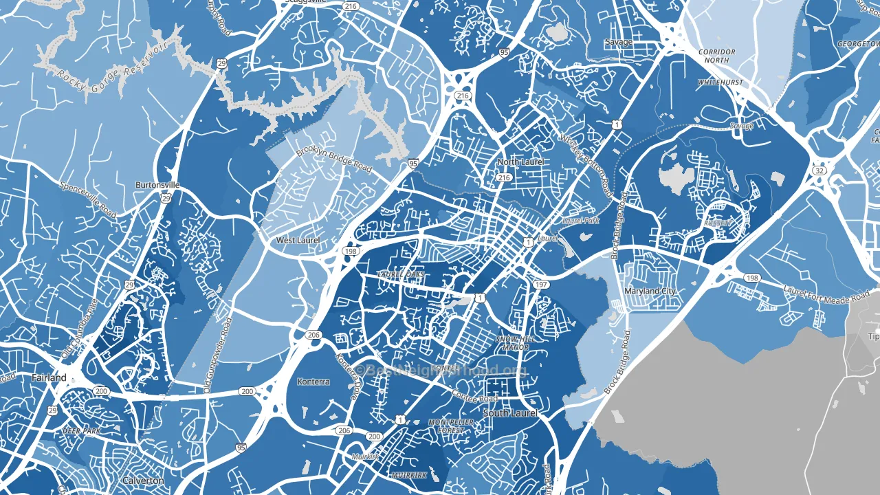 Laurel, MD block-group political-lean map