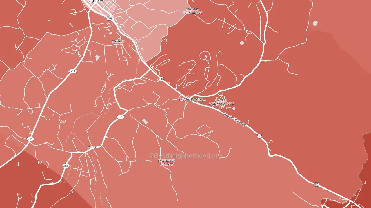 Laurel Mountain, PA block-group political-lean map