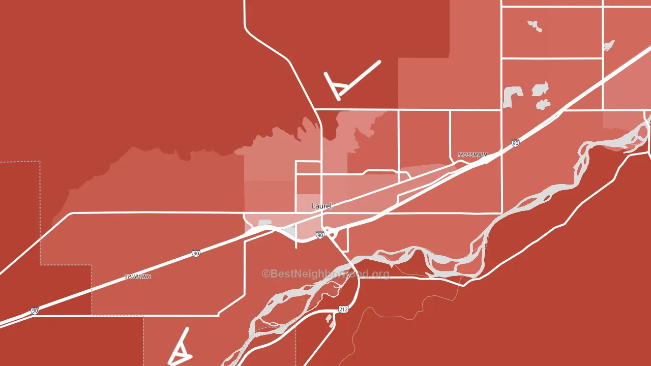 Laurel, MT block-group political-lean map