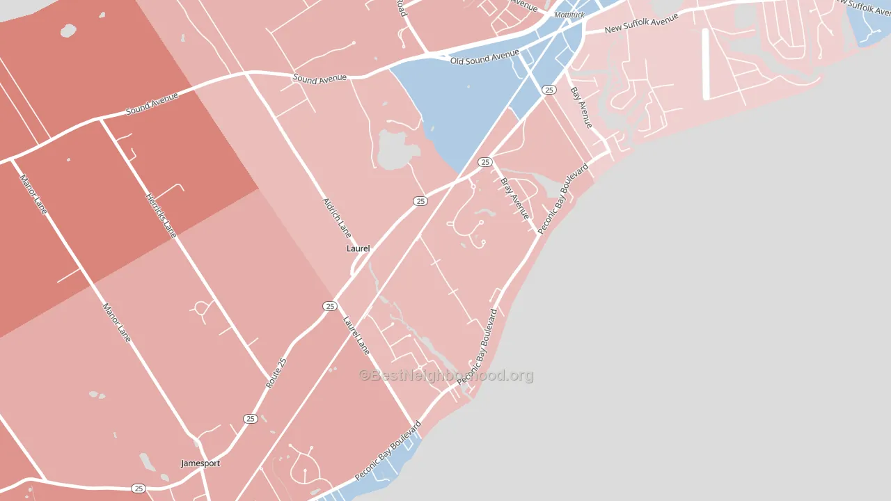 Laurel, NY block-group political-lean map