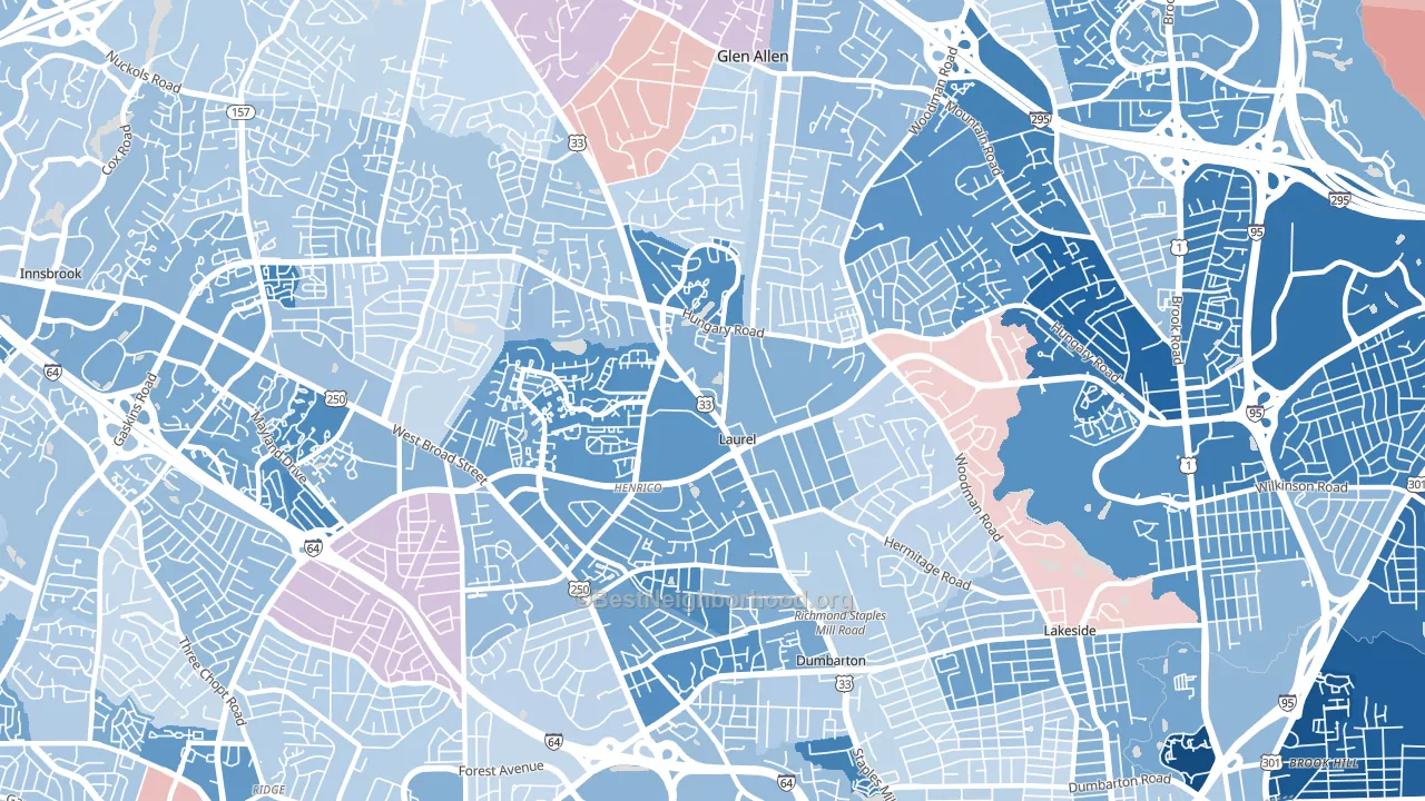 Laurel, VA block-group political-lean map