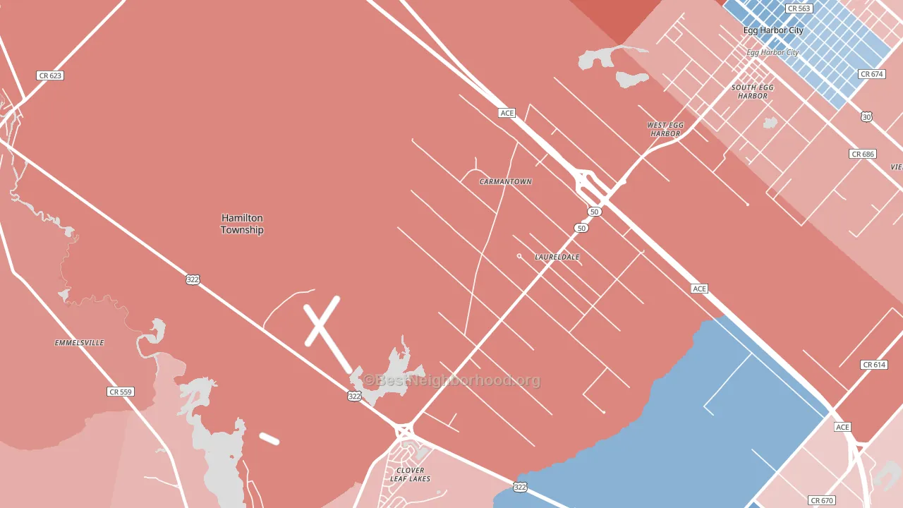 Laureldale, NJ block-group political-lean map