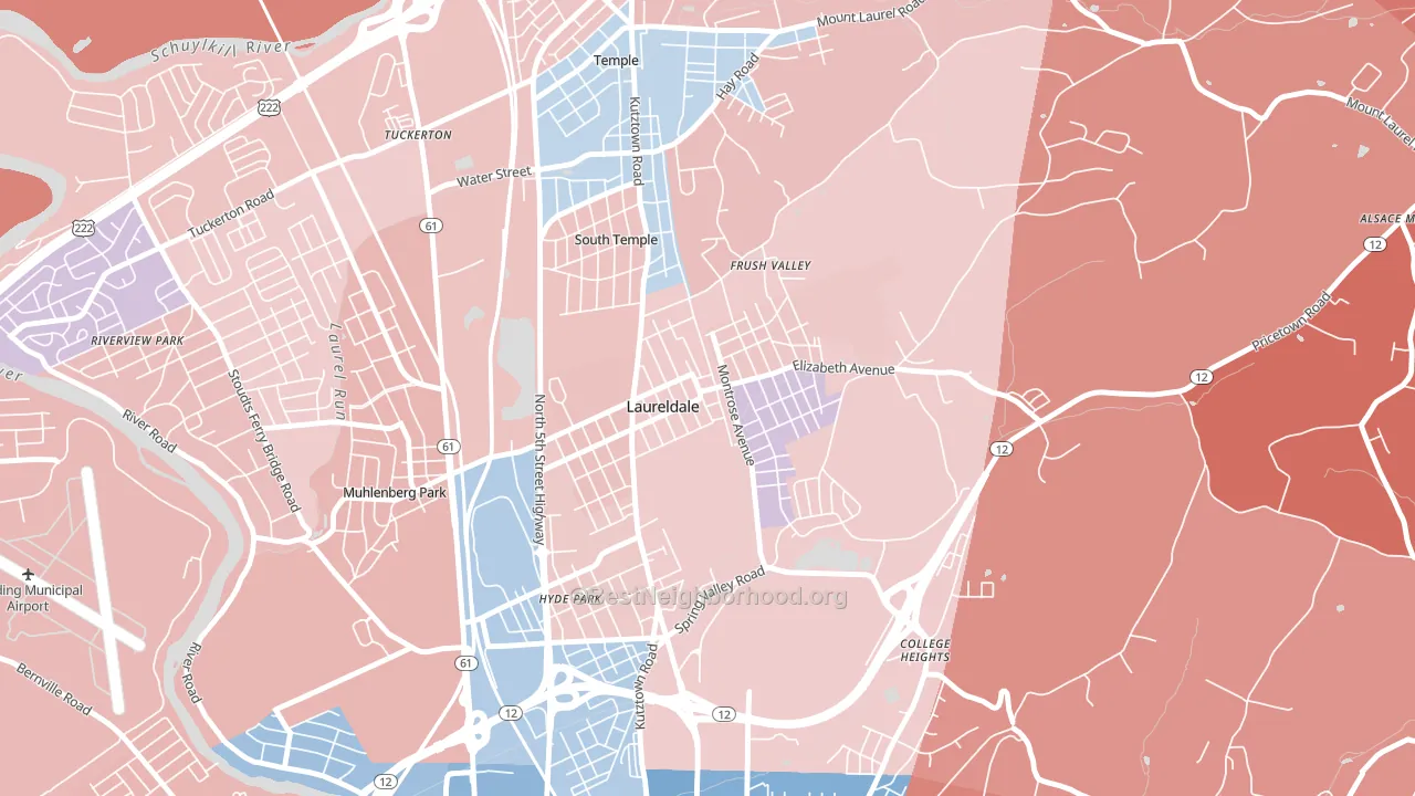 Laureldale, PA block-group political-lean map