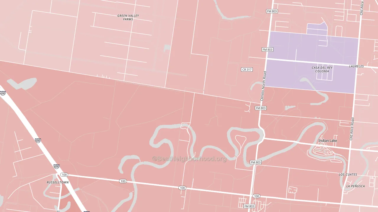 Laureles, TX block-group political-lean map