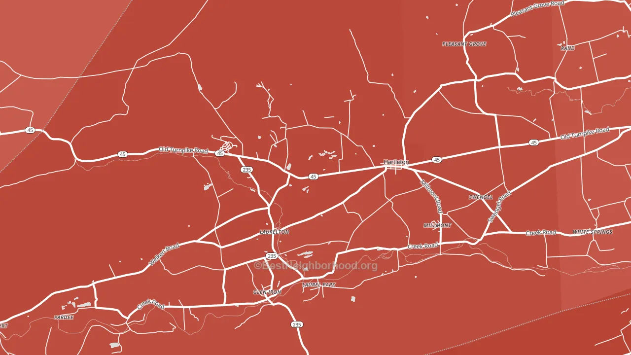 Laurelton, PA block-group political-lean map