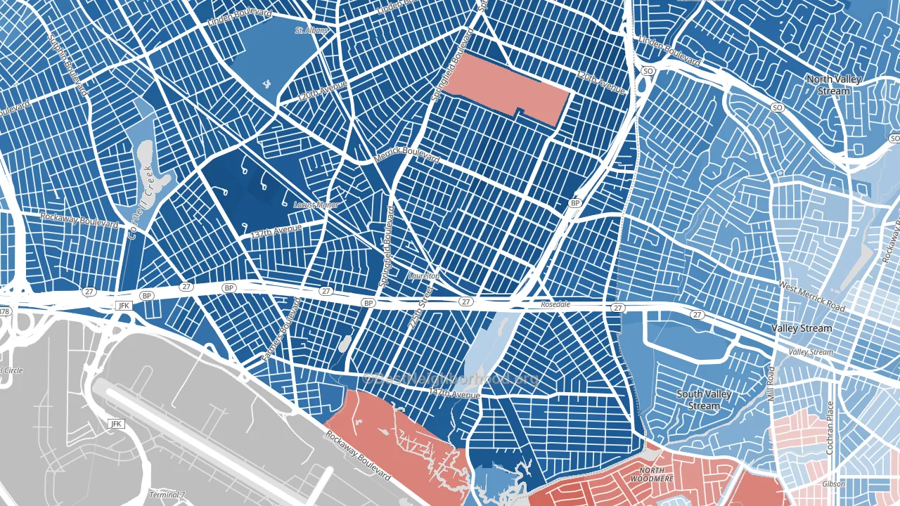 Laurelton, Queens, NY block-group political-lean map