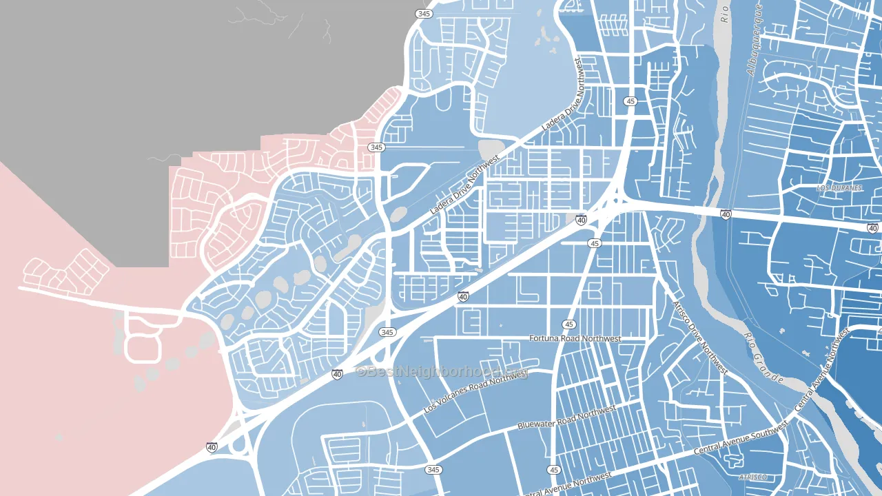 Laurelwood, Albuquerque, NM block-group political-lean map