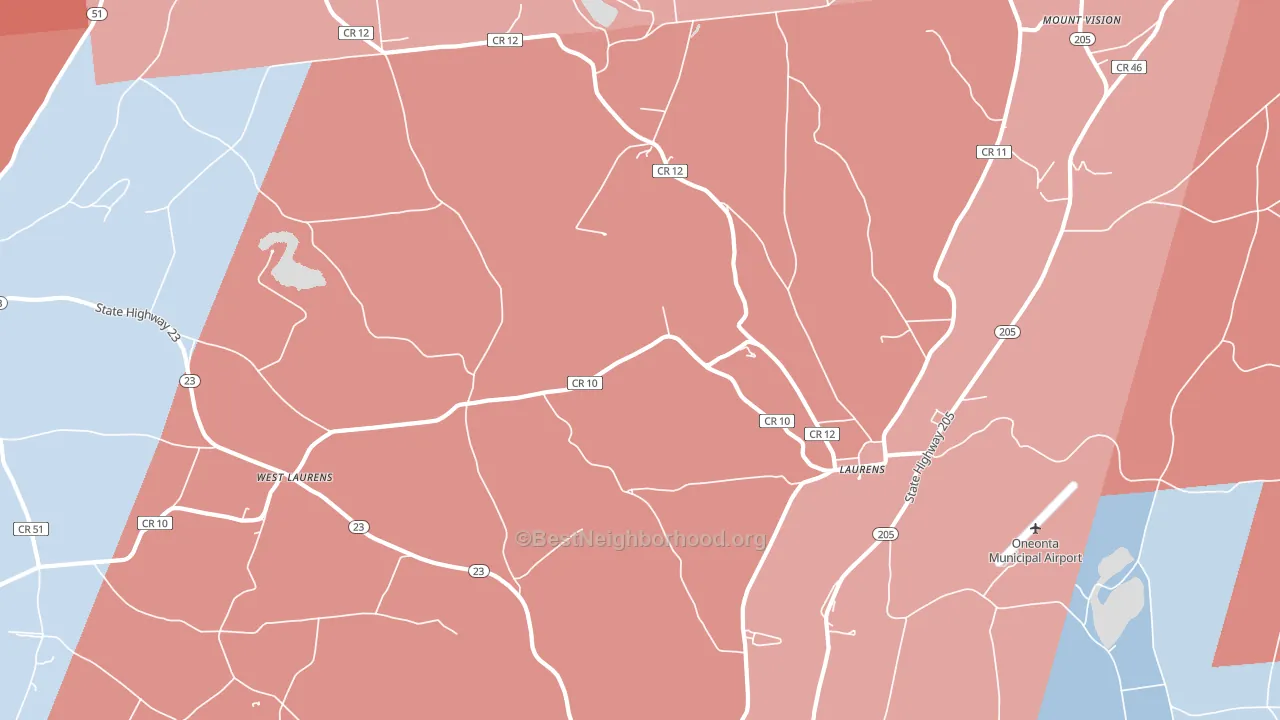 Laurens, NY block-group political-lean map
