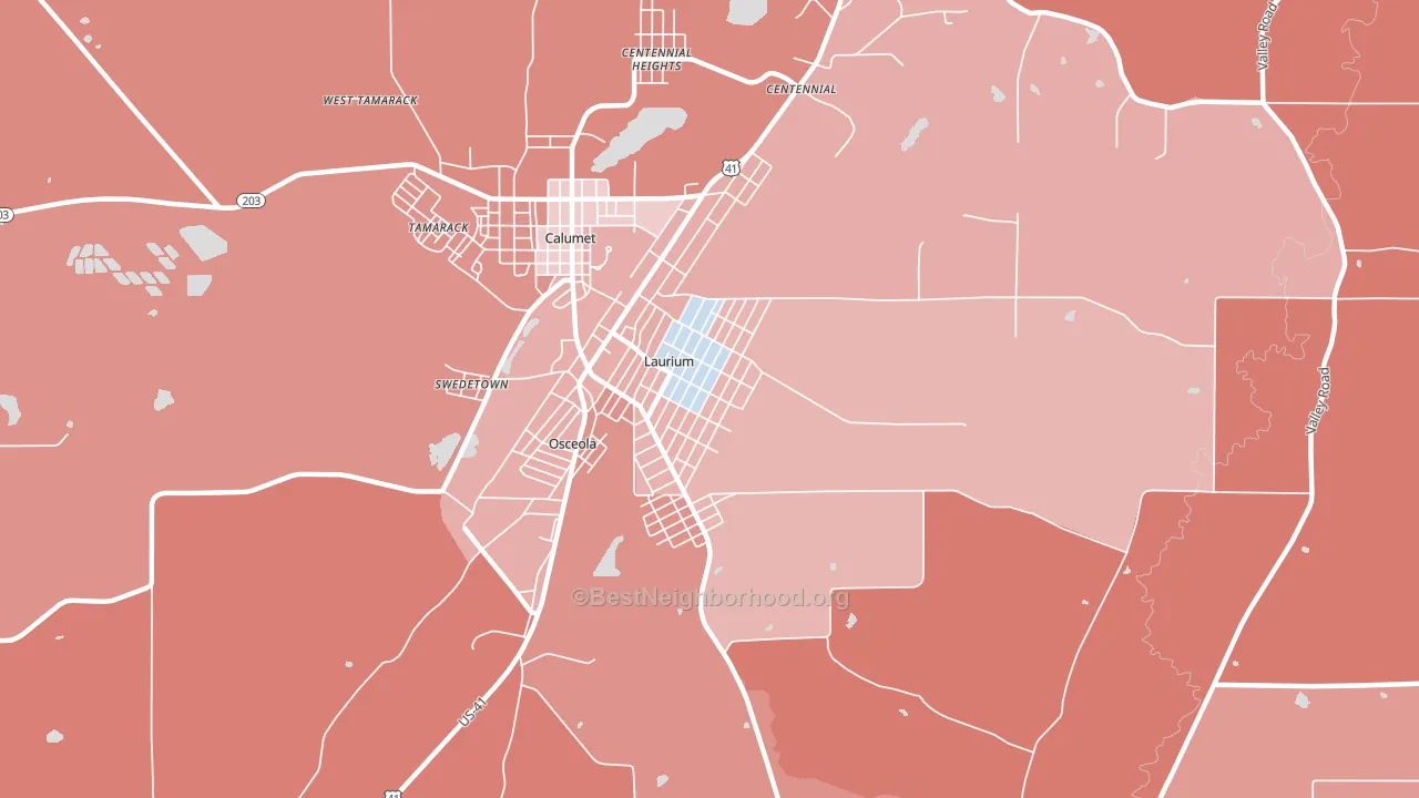 Laurium, MI block-group political-lean map