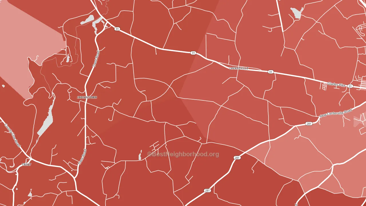 Lavansville, PA block-group political-lean map