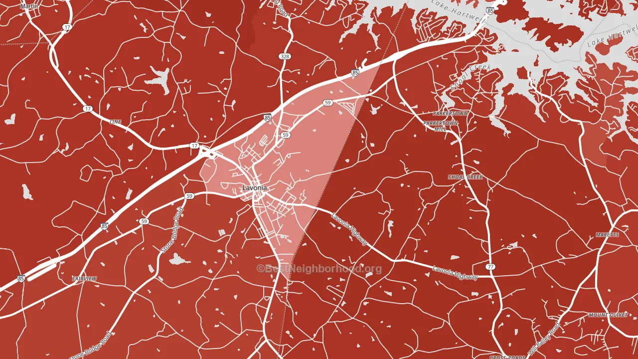 Lavonia, GA block-group political-lean map