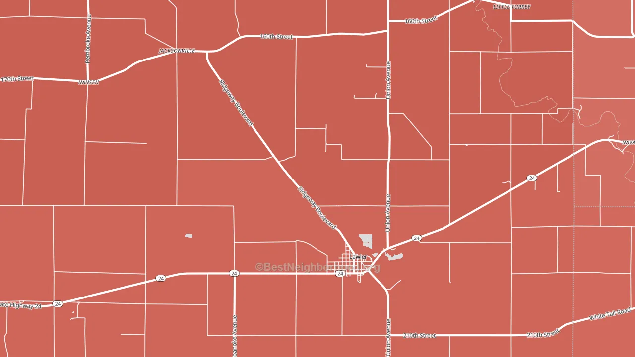 Lawler, IA block-group political-lean map