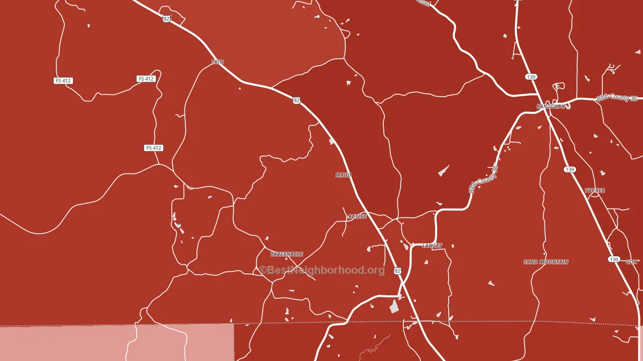 Lawley, AL block-group political-lean map