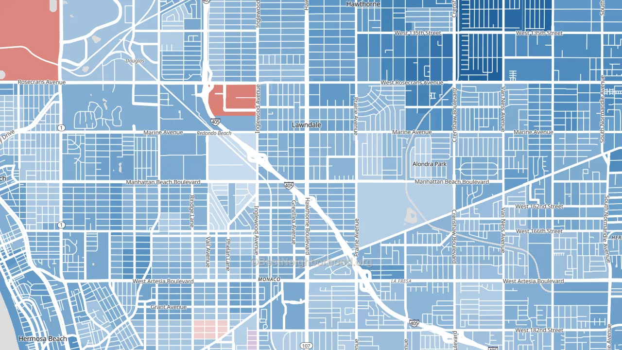 Lawndale, CA block-group political-lean map