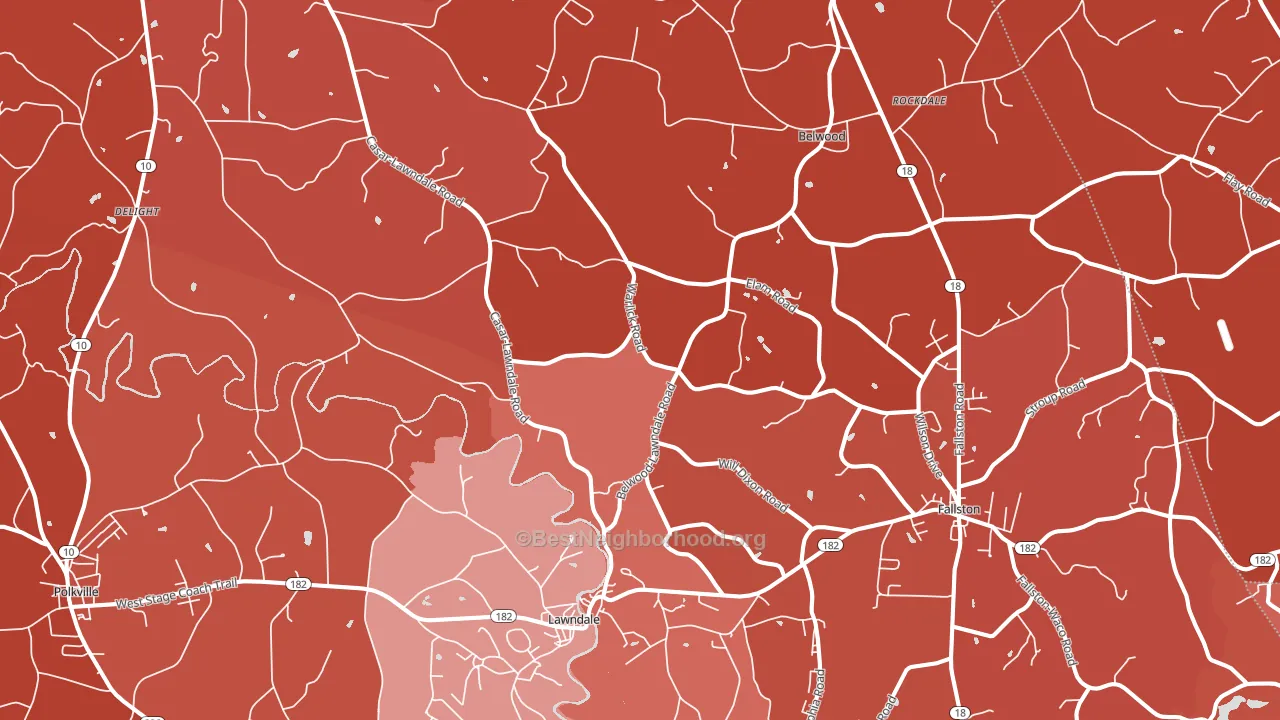 Lawndale, NC block-group political-lean map