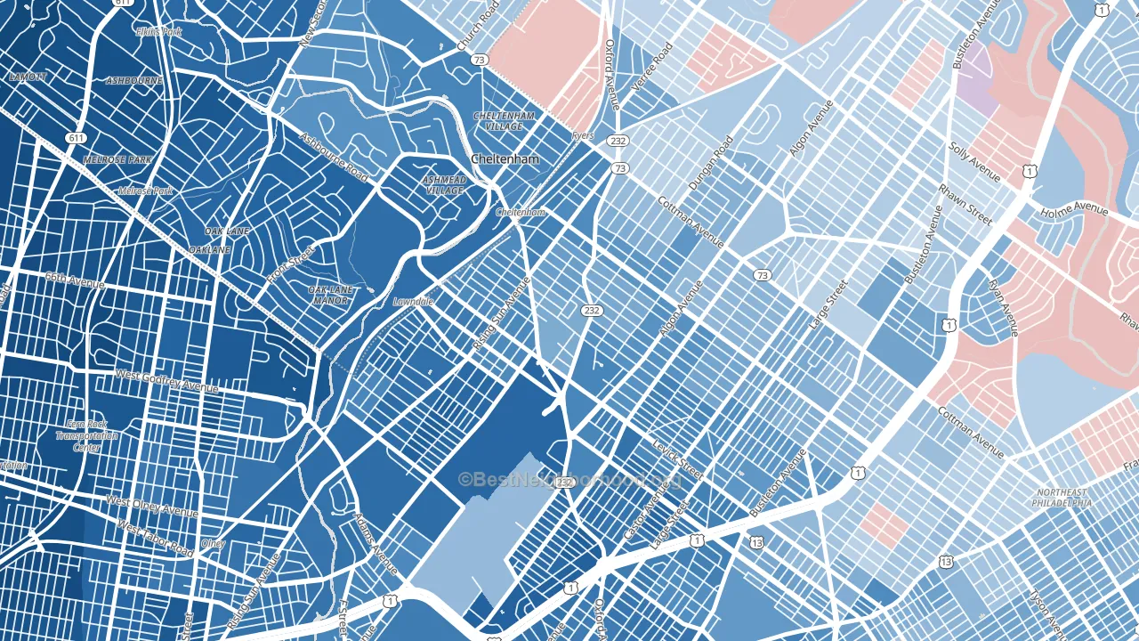 Lawndale, Philadelphia, PA block-group political-lean map