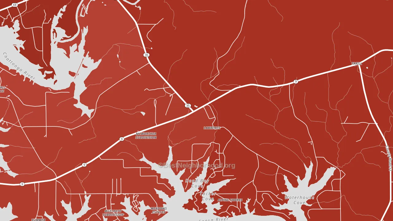 Lawrence, AL block-group political-lean map