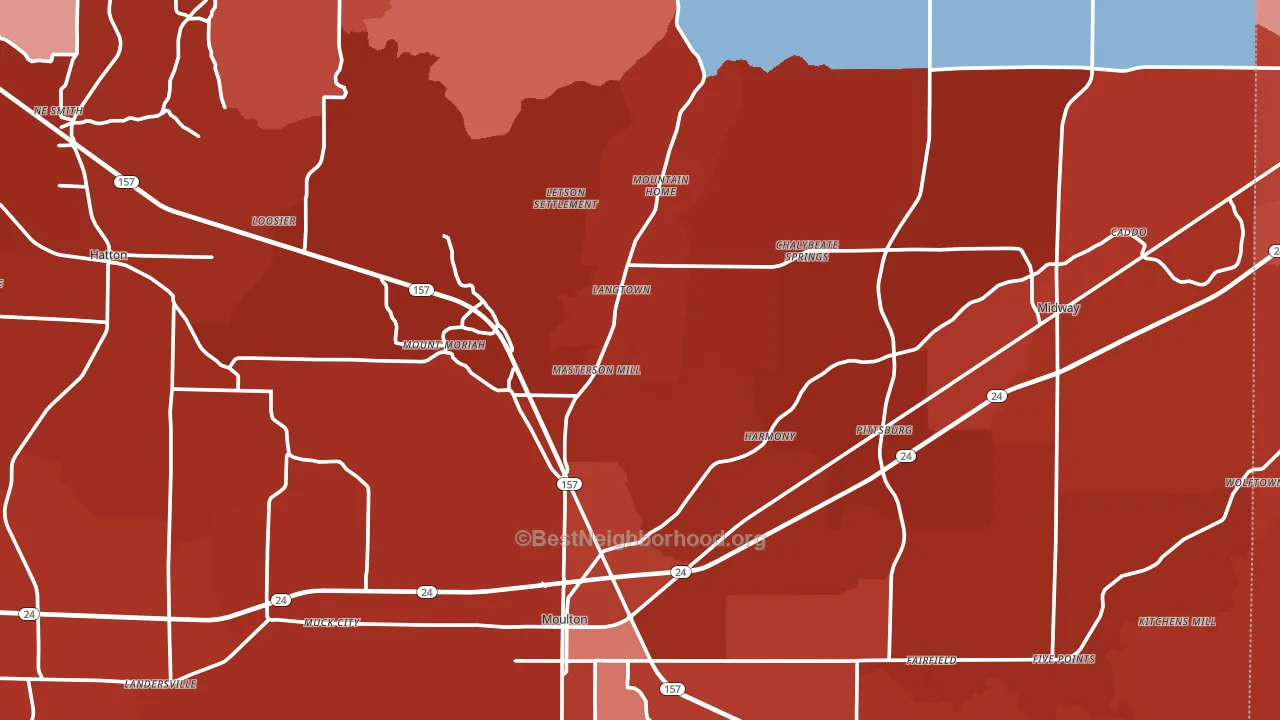 Lawrence County, AL block-group political-lean map