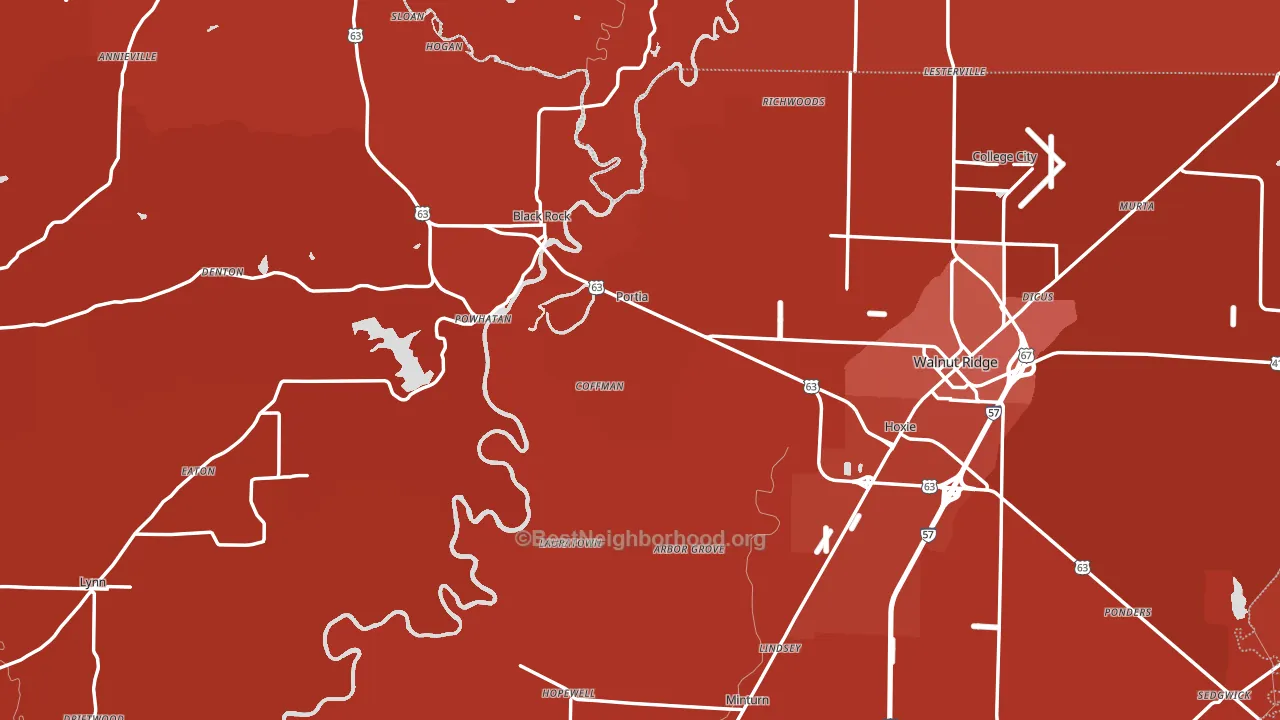 Lawrence County, AR block-group political-lean map