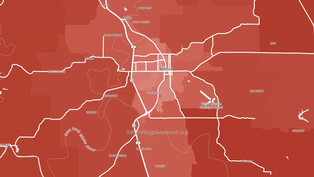 Lawrence County, IN block-group political-lean map