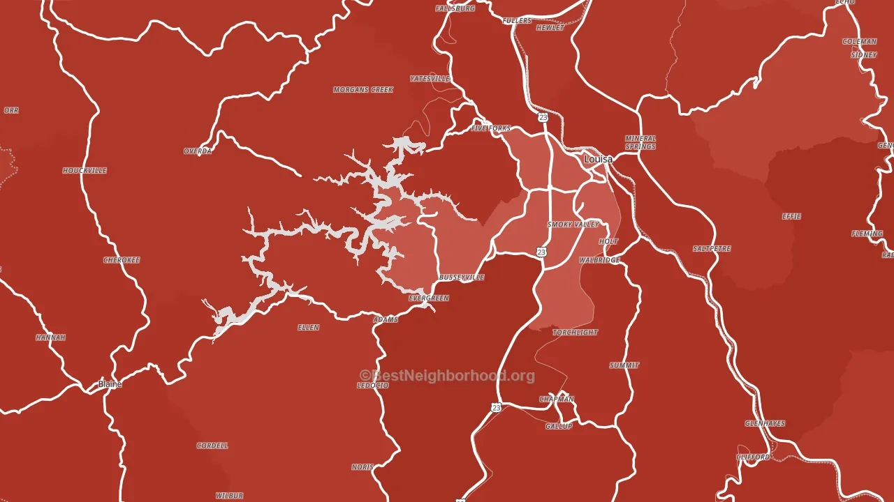 Lawrence County, KY block-group political-lean map