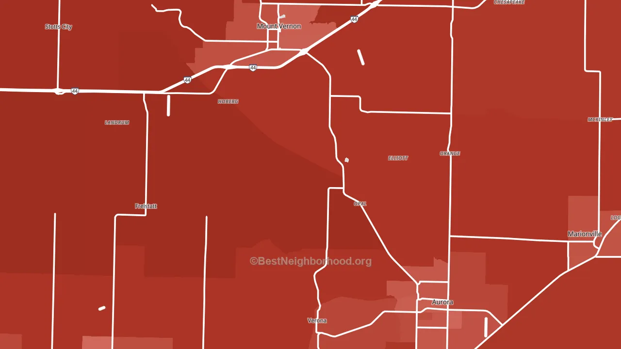 Lawrence County, MO block-group political-lean map