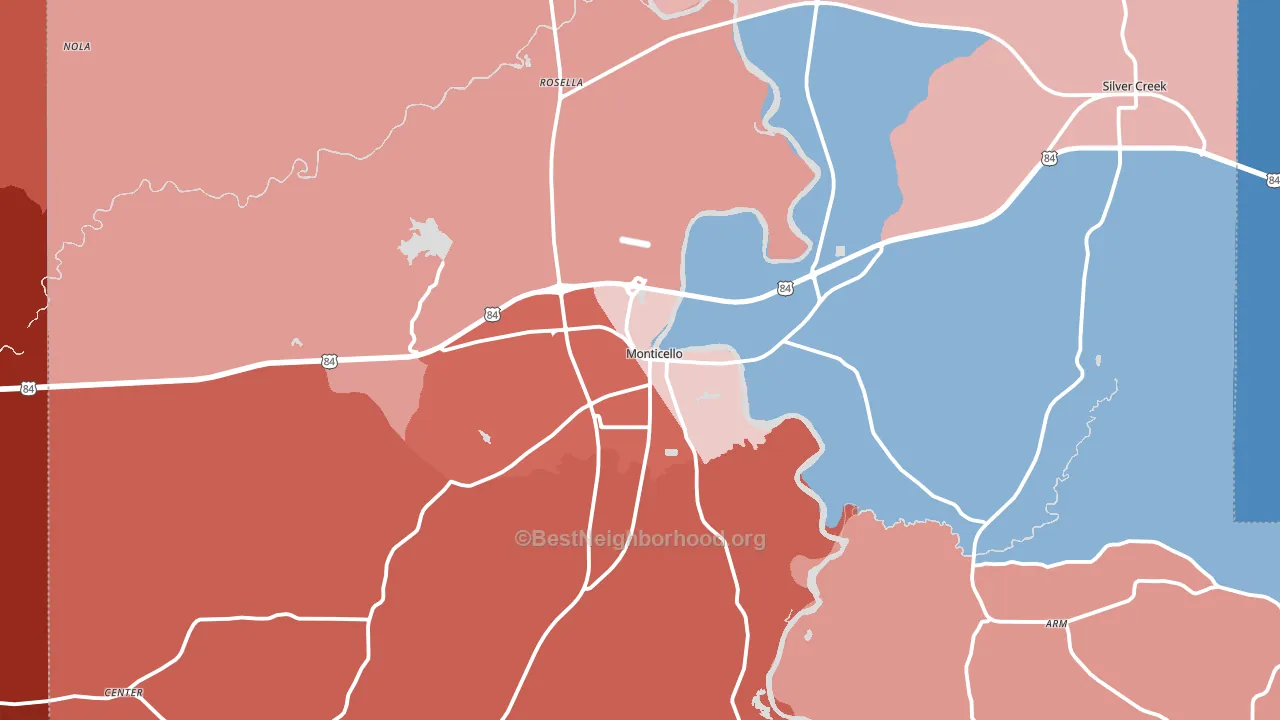 Lawrence County, MS block-group political-lean map