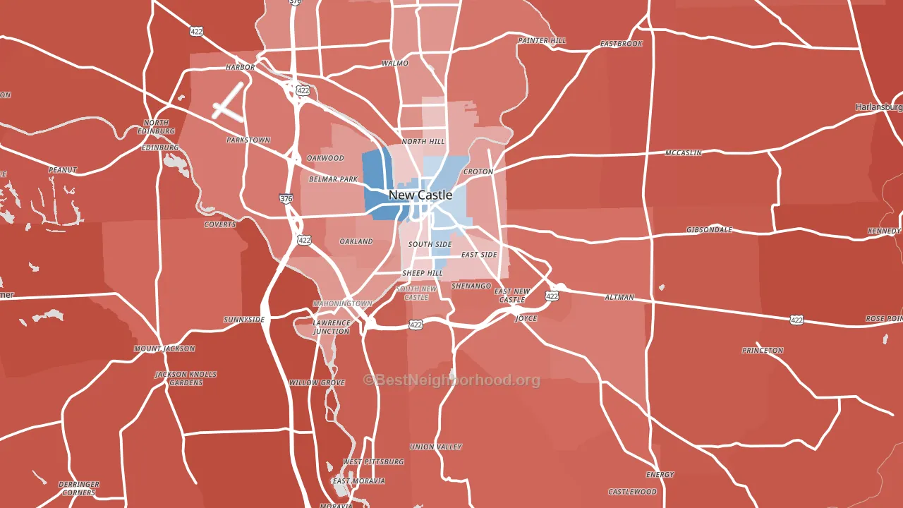 Lawrence County, PA block-group political-lean map