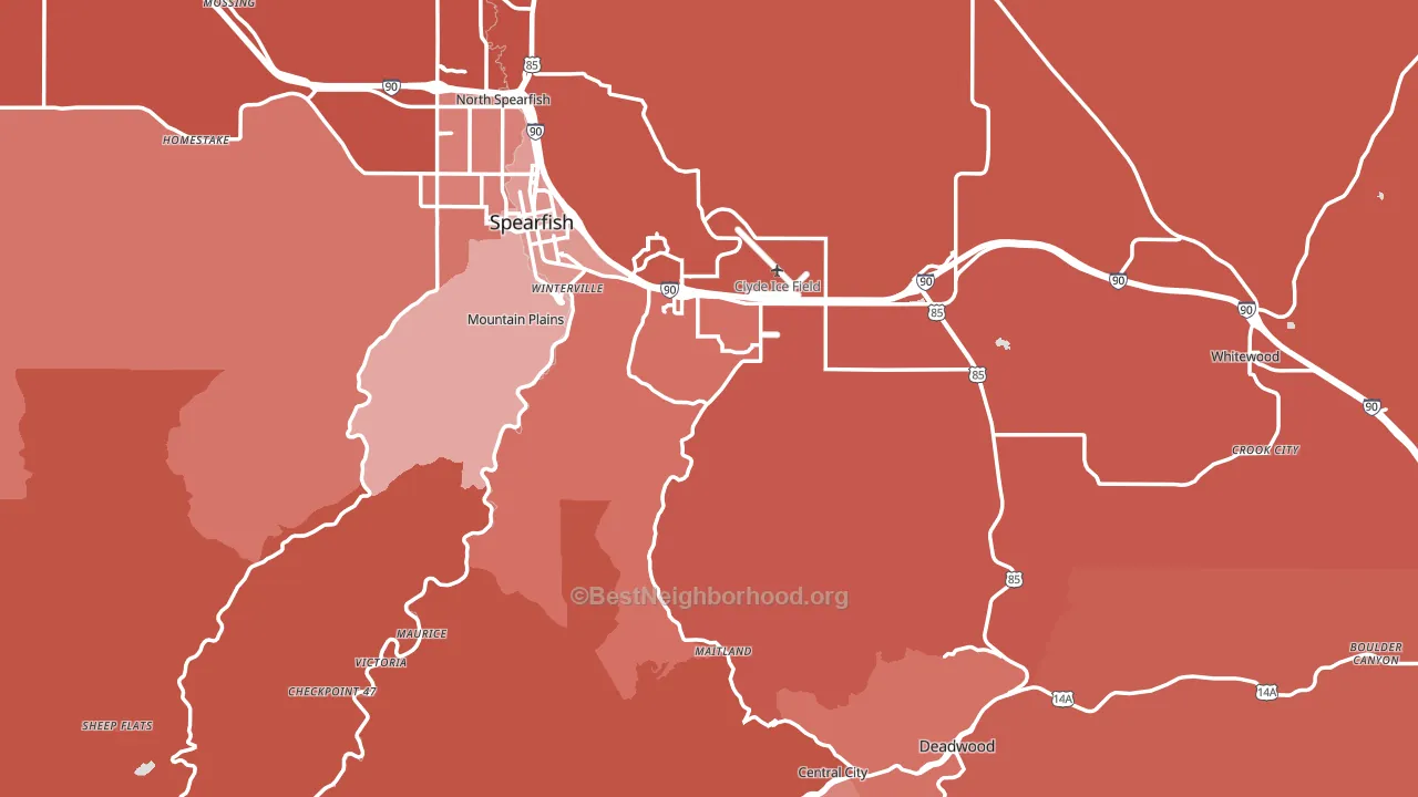 Lawrence County, SD block-group political-lean map